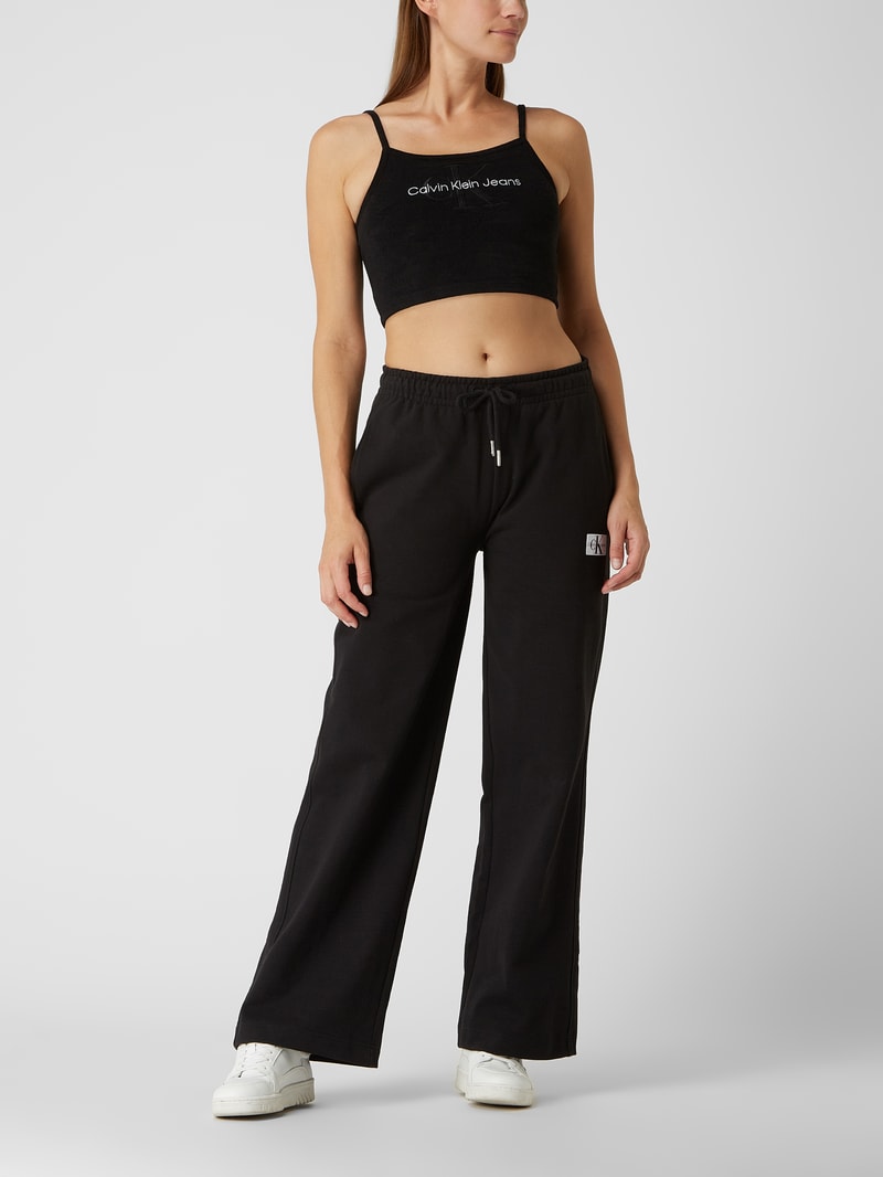 Crop Top aus Frottee in schwarz