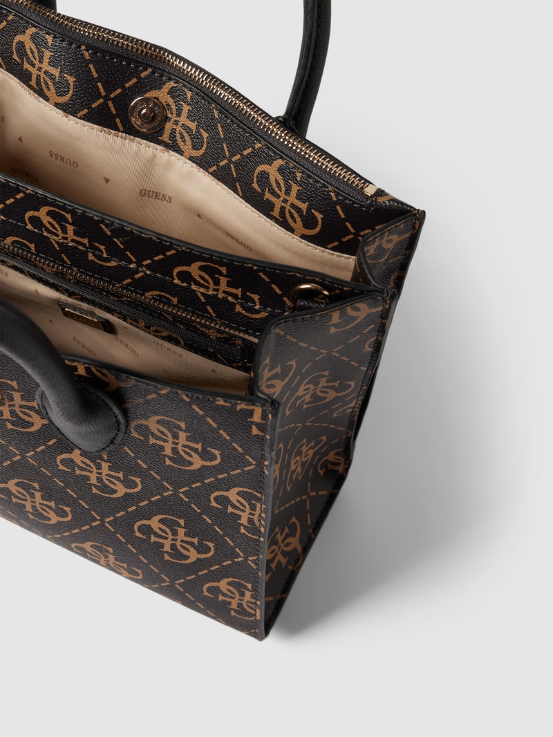 Tote Bag mit Label-Applikation Modell 'SATCHEL' in haselnuss braun