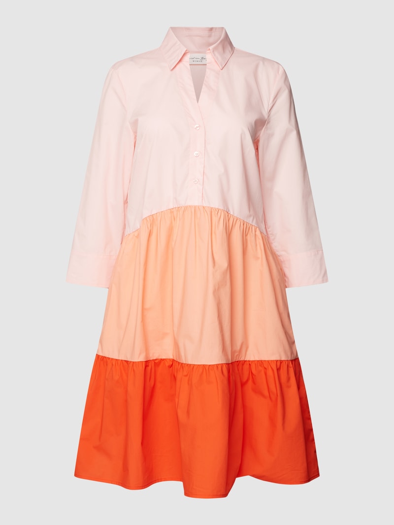 Knielanges Kleid mit Colour-Blocking-Design in orange