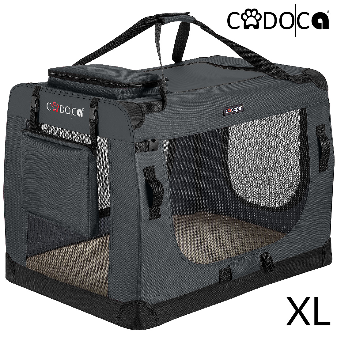 Casaria Cadoca® Tiertransportbox XL 82x58x58cm anthrazit