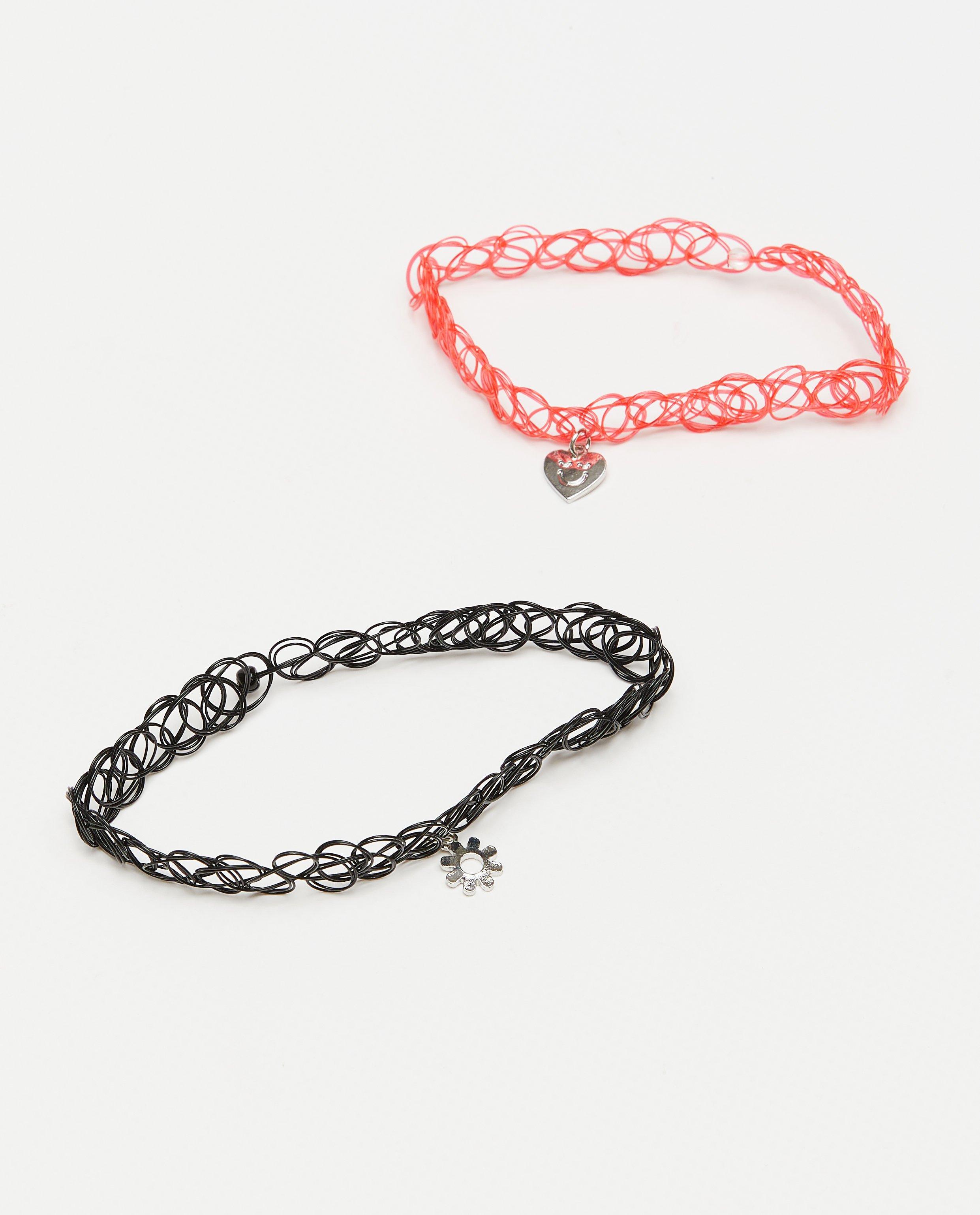 Set de 2 coliere tip choker Groggy, albe