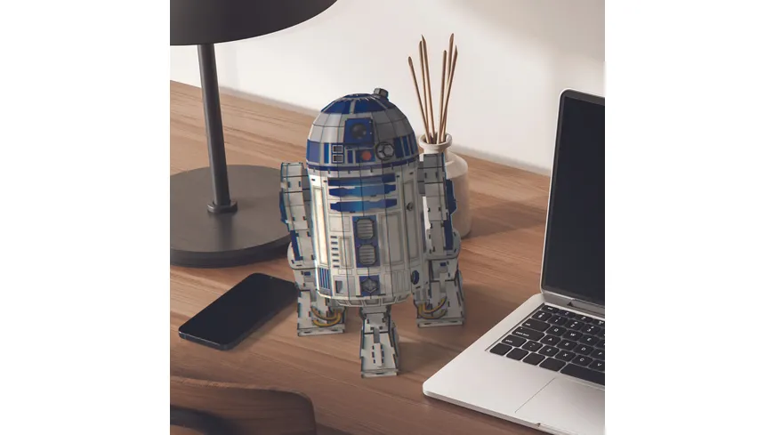 Spin Master - 4D Build - Star Wars R2-D2 - detailreicher 3D-Modellbausatz aus hochwertigem Karton, 201 Teile