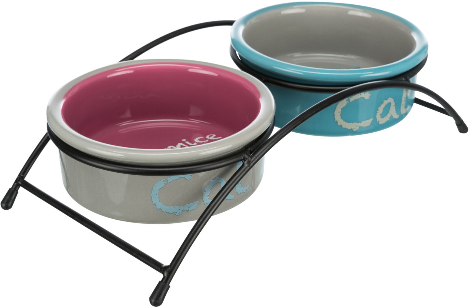 Trixie Futternäpfe Trixie Napf-Set Eat on Feet, Keramik blau/ türkis/ grau/ rosa
