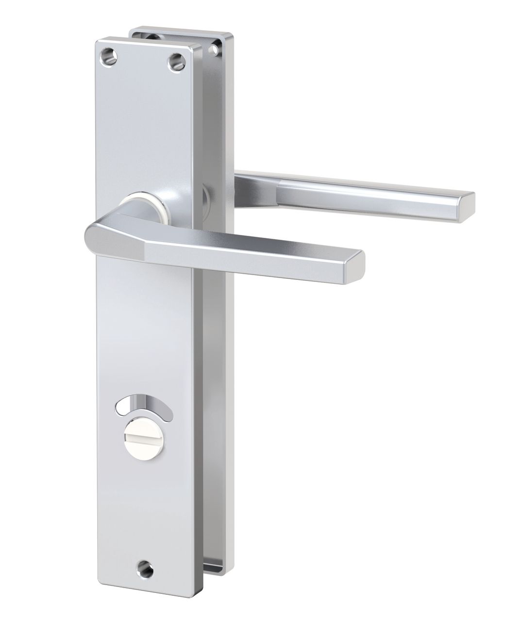 Basi Langschild-Drücker-Garnitur - ZB 4100 - Alu F1 - eckig - Lochung: WC
