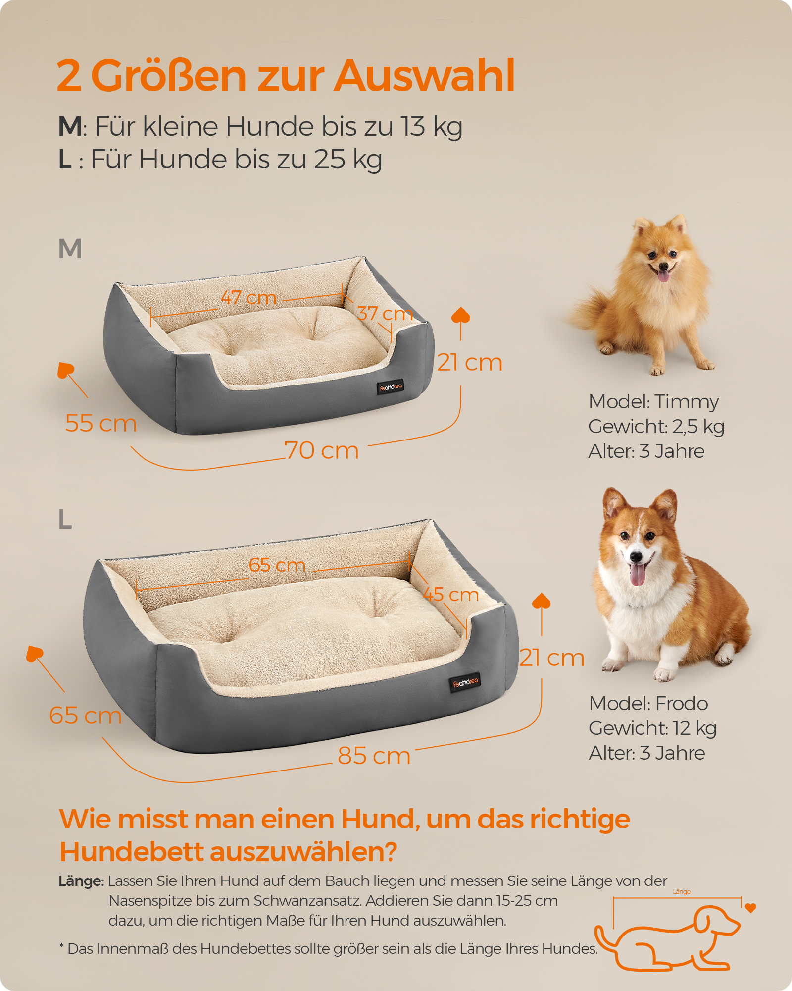 FEANDREA Hundebetten FEANDREA L-XL Hundebett, mit Wendekissen XL