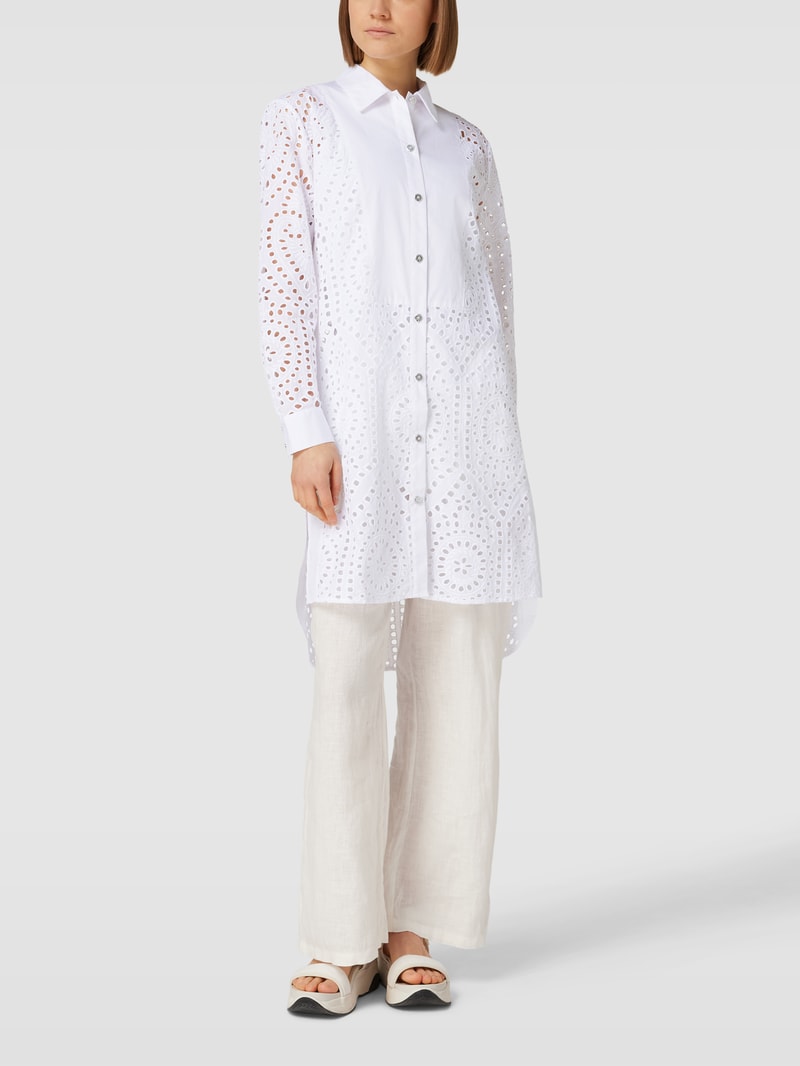 Longbluse mit verlängerter Rückseite in weiß