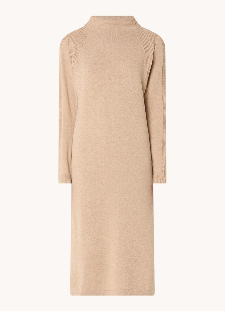 Svetrové midi šaty Benetton z kašmírové směsi se stojáčkem