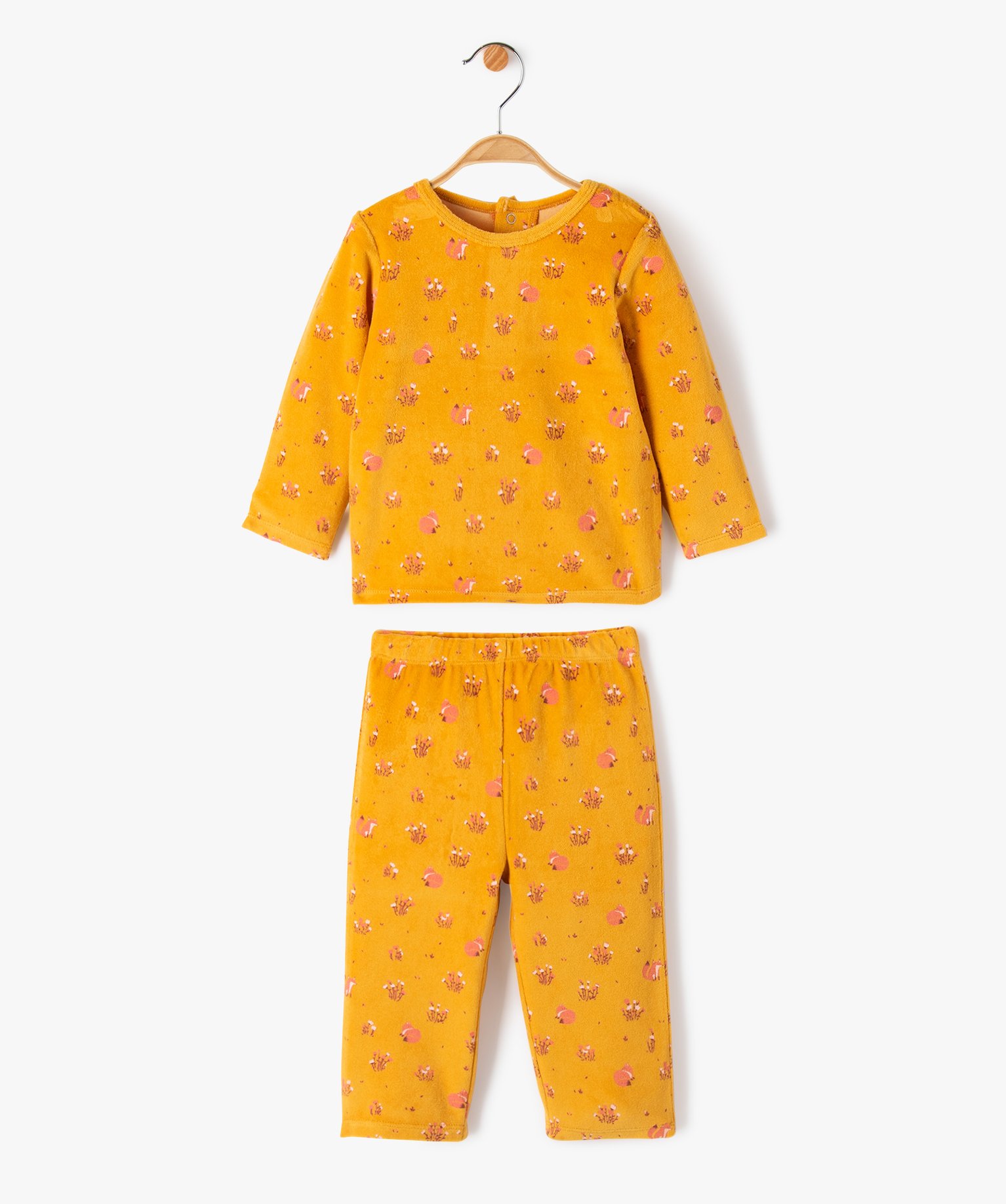 Pyjama 2 pièces en velours imprimé bébé jaune | GEMO