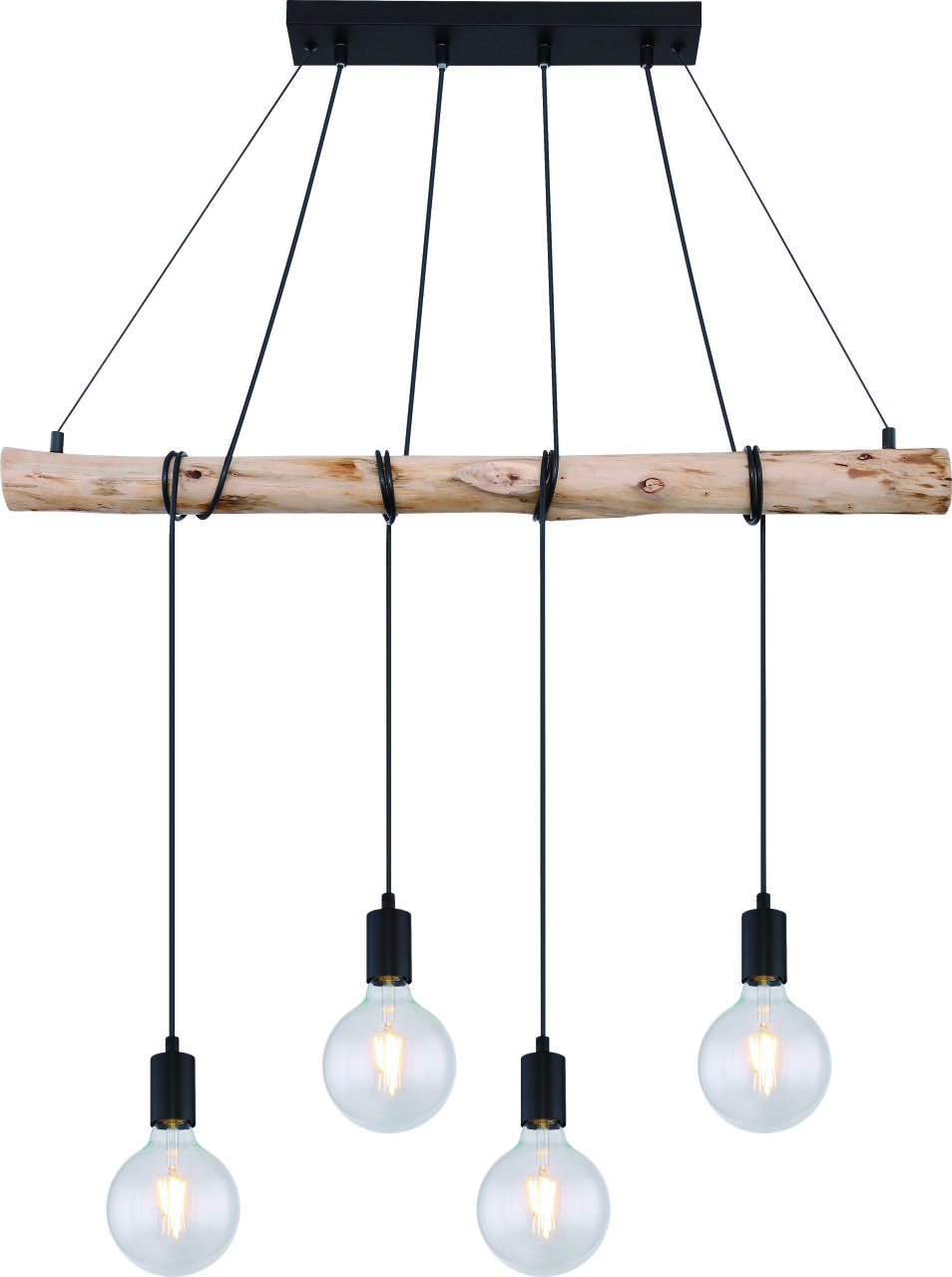 Globo Lighting - AUSTON - Hängeleuchte Metall schwarz matt, 4x E27