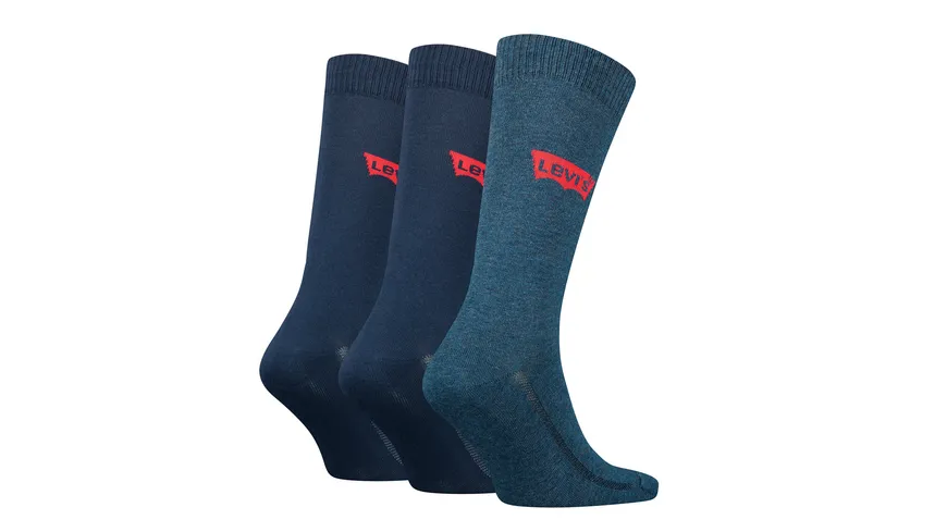Levis Unisex Socken Regular Cut Batwing Logo Recycled Cotton 3er Pack Denim