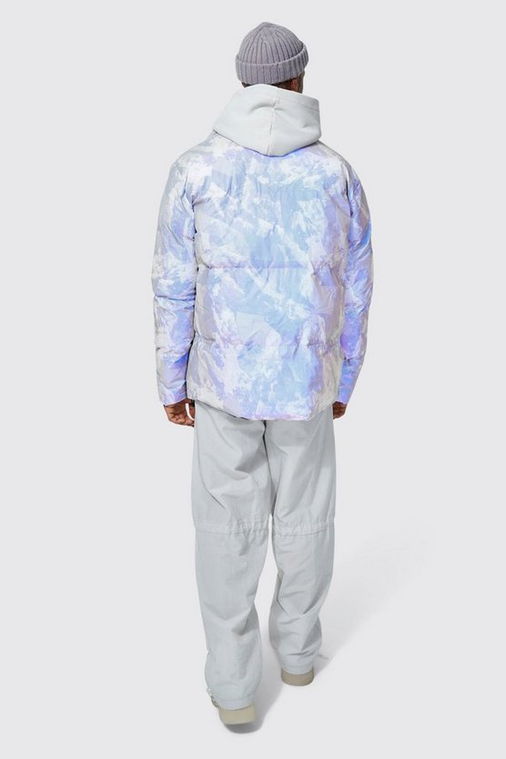 Steppjacke mit reflektierendem Print und Trichterkragen