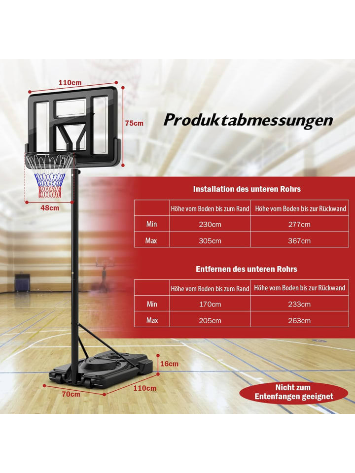 COSTWAY Basketballständer 170-305cm in Schwarz günstig kaufen onesize