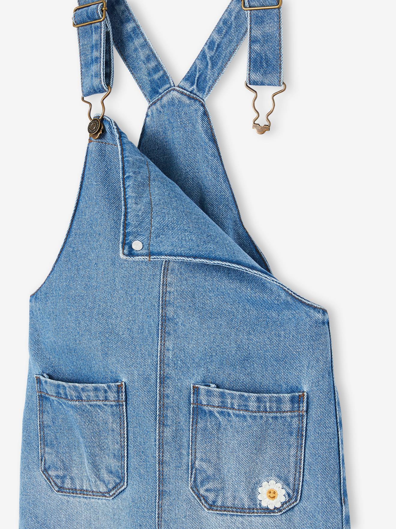 Vertbaudet Mädchen Jeans-Latzhose - blue stone