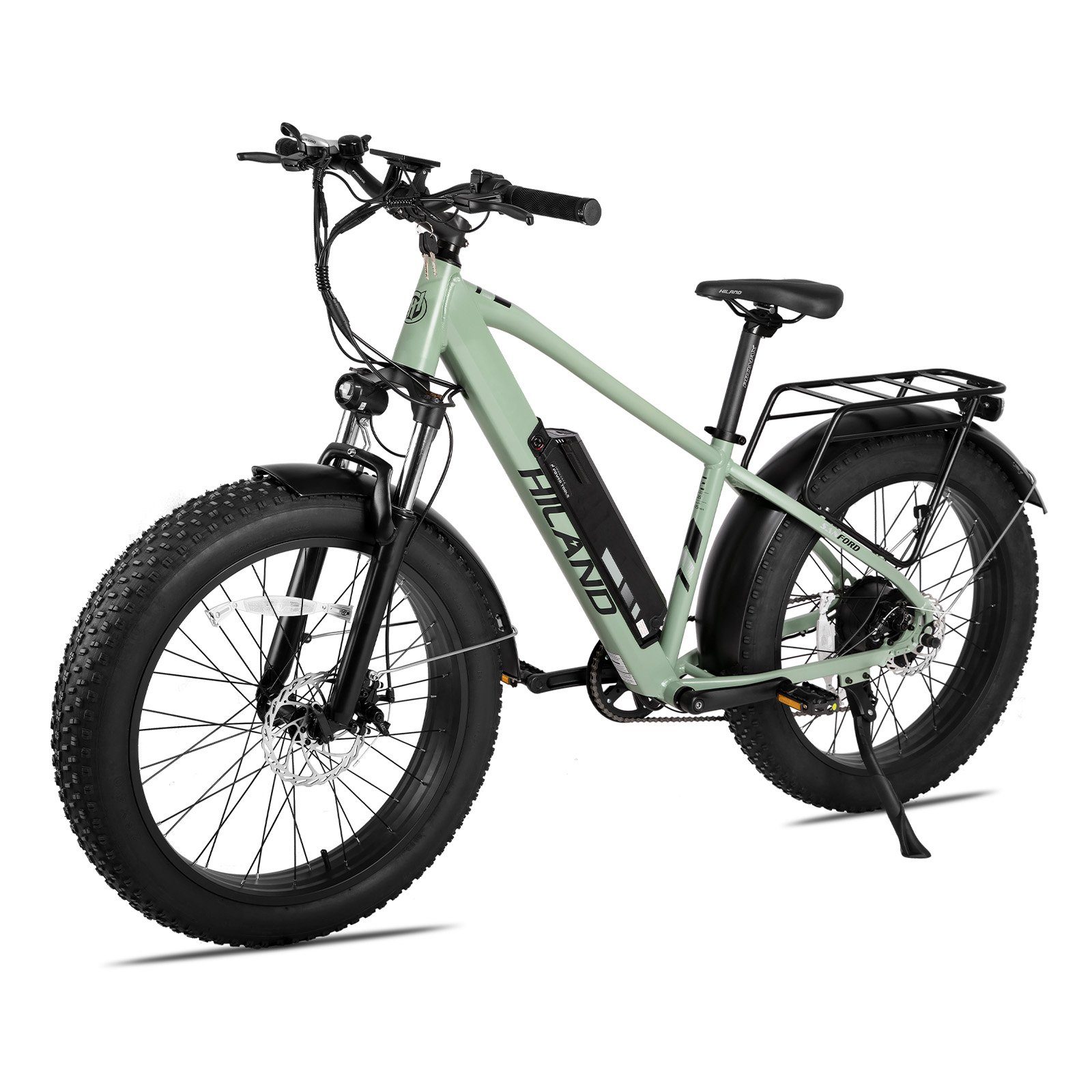 HILAND E-Bike 26 Zoll E-mountainbike,4.0 Fat Tire,Samsung 12.8AH Akku,LCD Display, 7 Gang Shimano Tourney Schaltwerk, Kettenschaltung, Heckmotor, 614,40 Wh Akku, (Set, mit werkzeung, mit beleuchtungsset, mit Schutzblech Set), Elektrofahrrad für Damen