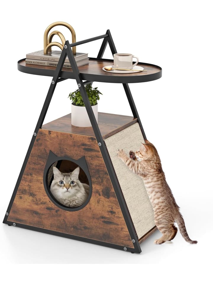 COSTWAY Katzenschrank & Beistelltisch 2 in 1 in Braun günstig kaufen onesize