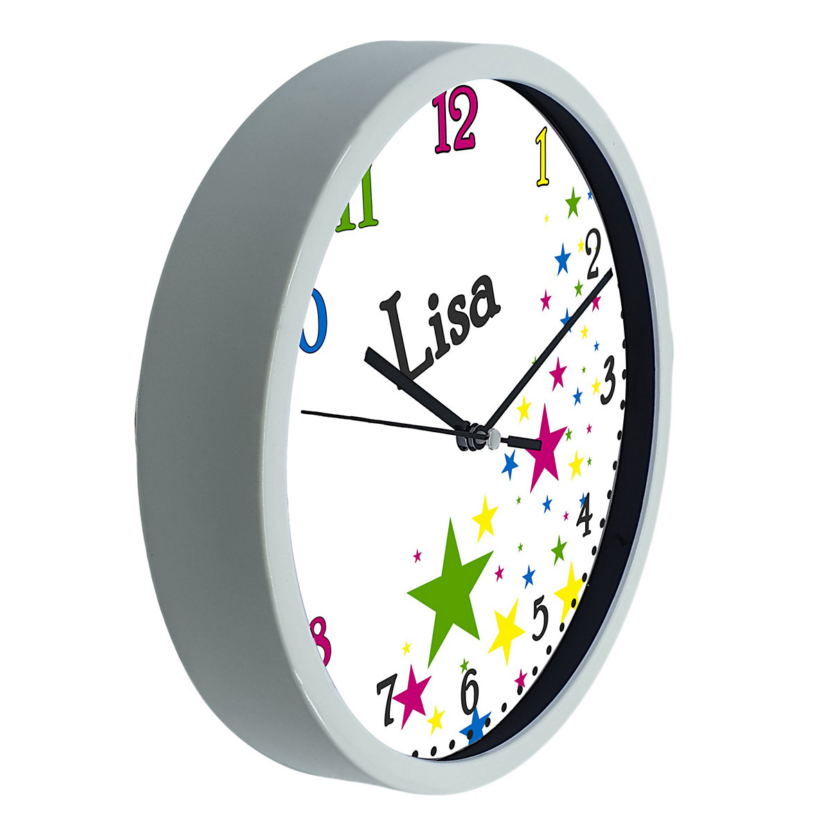 Kinder Wanduhr personalisiert mit Name Sterne