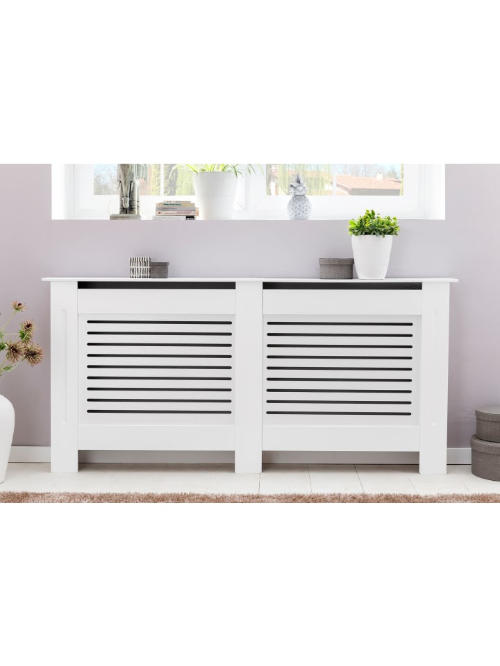 KADIMA DESIGN Moderne Heizkörperabdeckung mit Lamellenmuster, elegante Lösung, Weiß günstig kaufen onesize