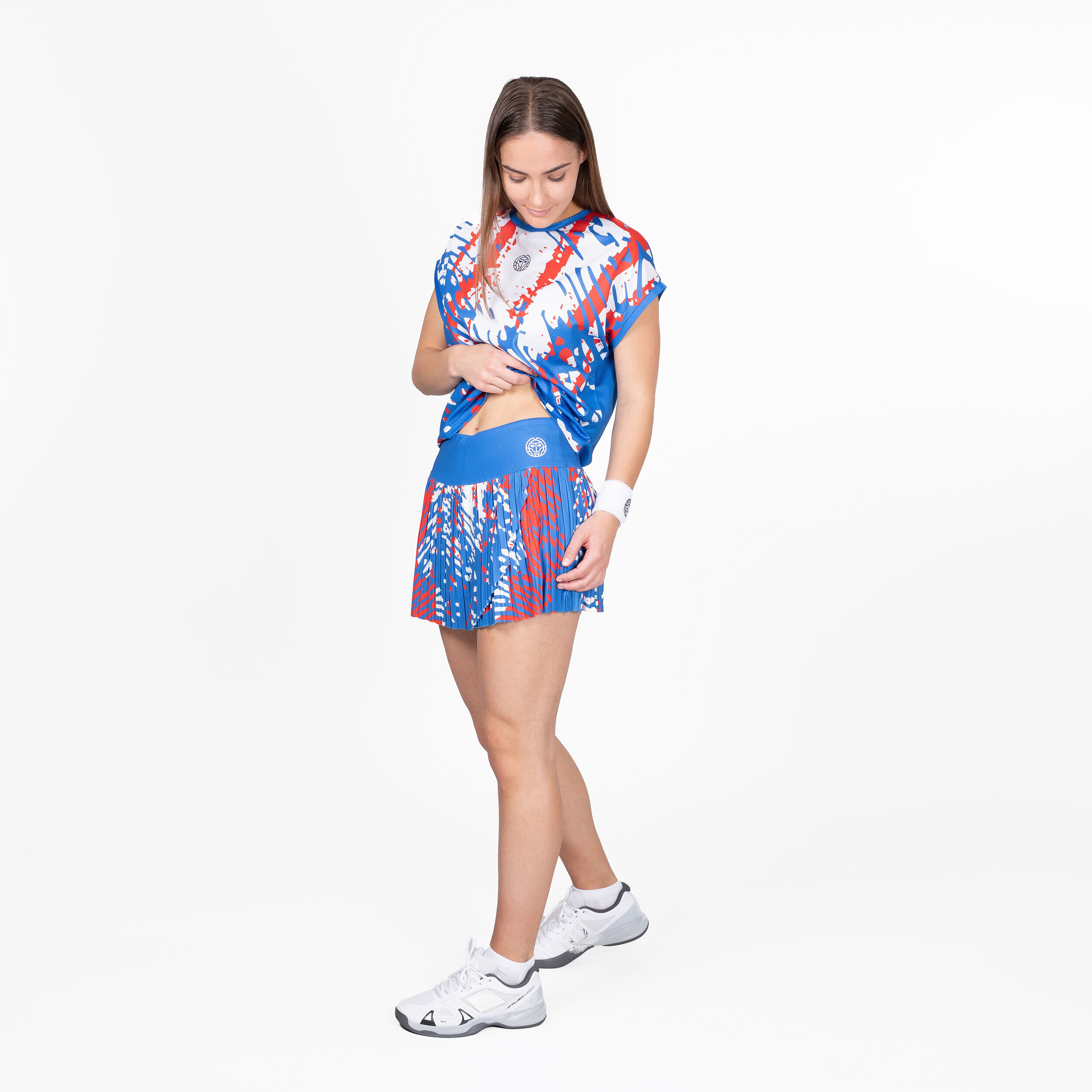 Lowey Tech Plissee Rock Damen - Blau, Weiß