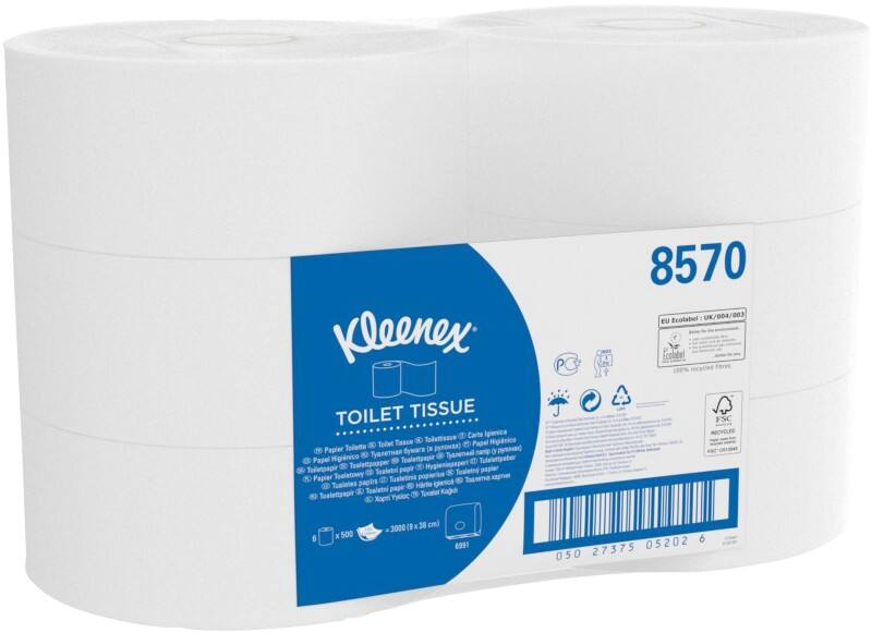 Kleenex Jumbo Recycled Toilettenpapier 2-lagig 8570 6 Rollen à 500 Blatt