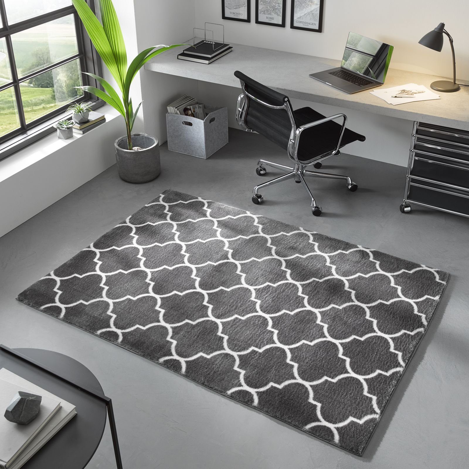 Teppich Valetta Florentiner 52, TaraCarpet, rechteckig, Höhe: 19 mm, Skandi designer kurzflor waschbar Wohnzimmer Schlafzimmer 050x080 cm
