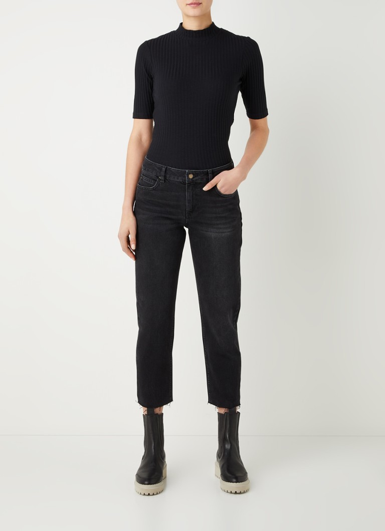 Pantaloni scurți Evan din denim cu talie înaltă, skinny, de la ba&sh, cu tiv zdrențuit.