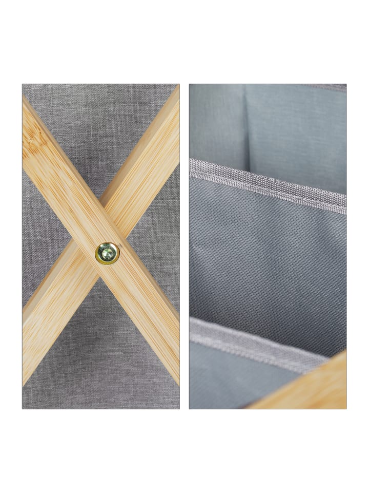 relaxdays Wäschesortierer in Grau/Natur - 3x 28 l günstig kaufen onesize