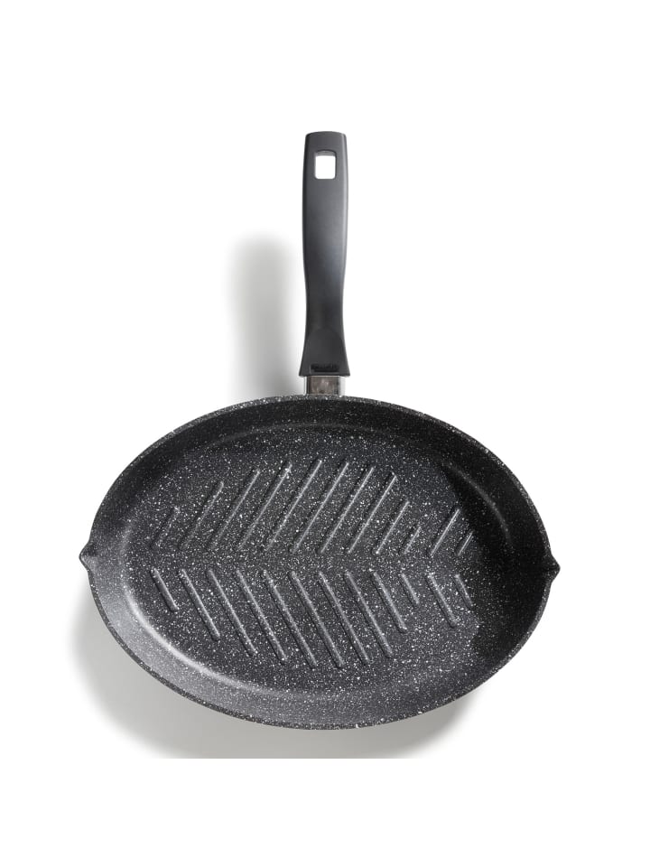 Stoneline Fisch- und Schnitzelpfanne Oval 35x24 cm | mit Deckel in Grau günstig kaufen 35 x 24 cm