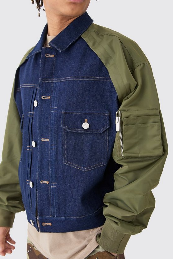 Kastige Nylon und Denim Jacke
