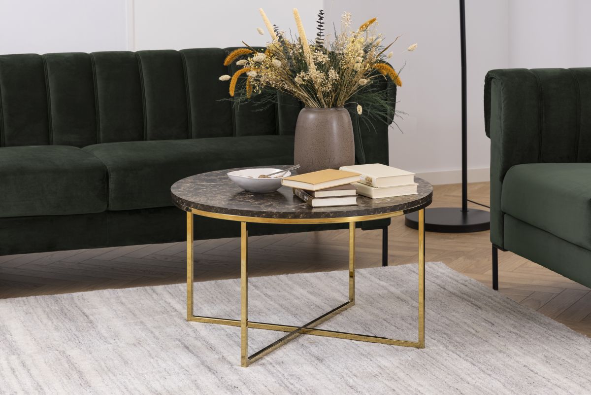Couchtisch Alisma Braun Gold Ø 80 cm