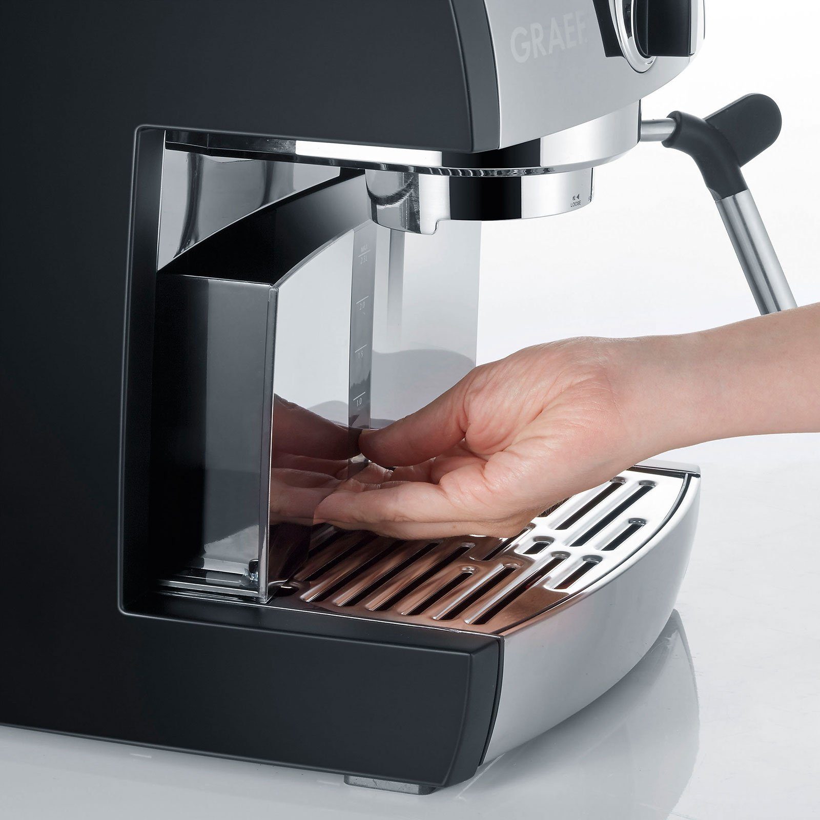 Graef Siebträgermaschine ES 702 EU Pivalla Set, Schnellaufheizung, Vorbrühsystem, Milch aufschäumen