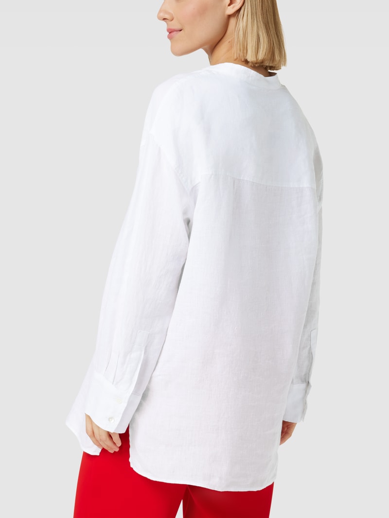 Longbluse aus reinem Leinen in weiß