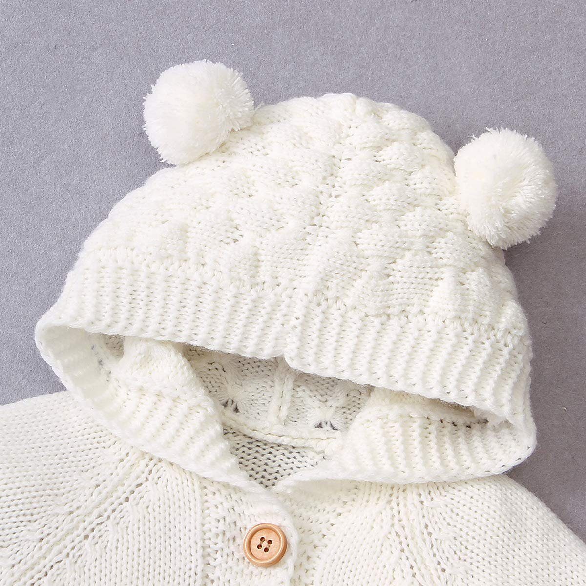 Haiaveng Strampler Baby-Ohr-Strick Overall mit Kapuze Winter Warmer