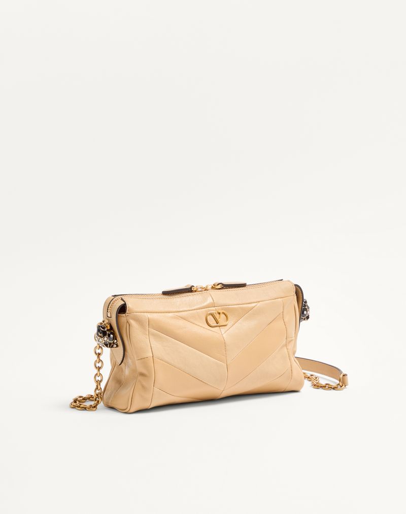 Bolsa de ombro pequena Valentino Garavani Panthea em napa com estampa chevron