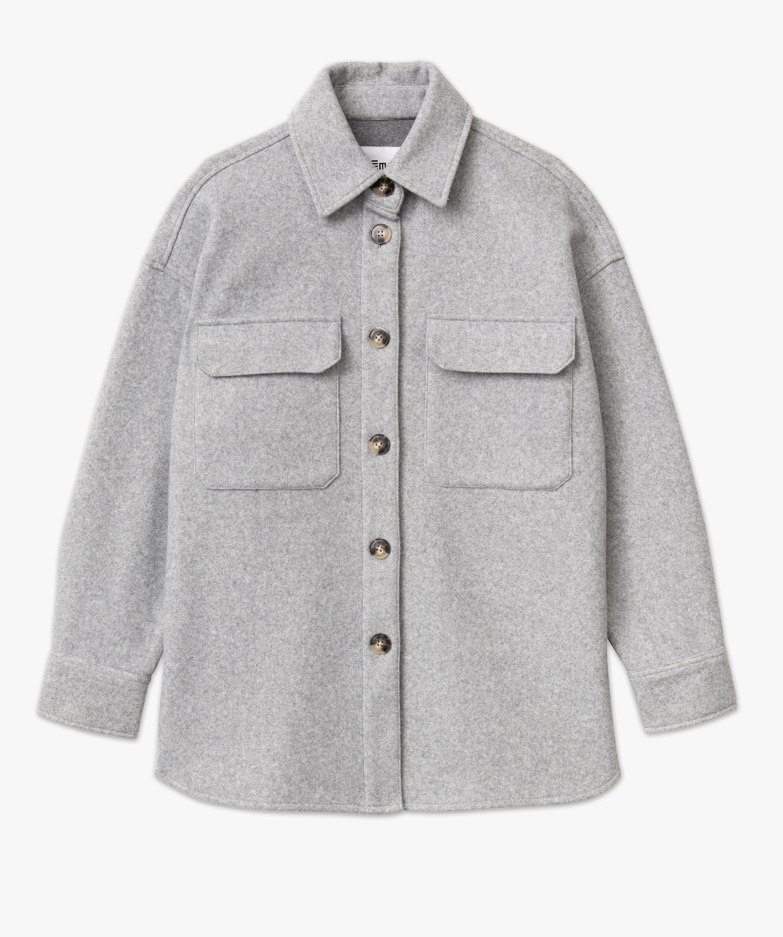 Veste mi-longue style chemise femme gris | GEMO