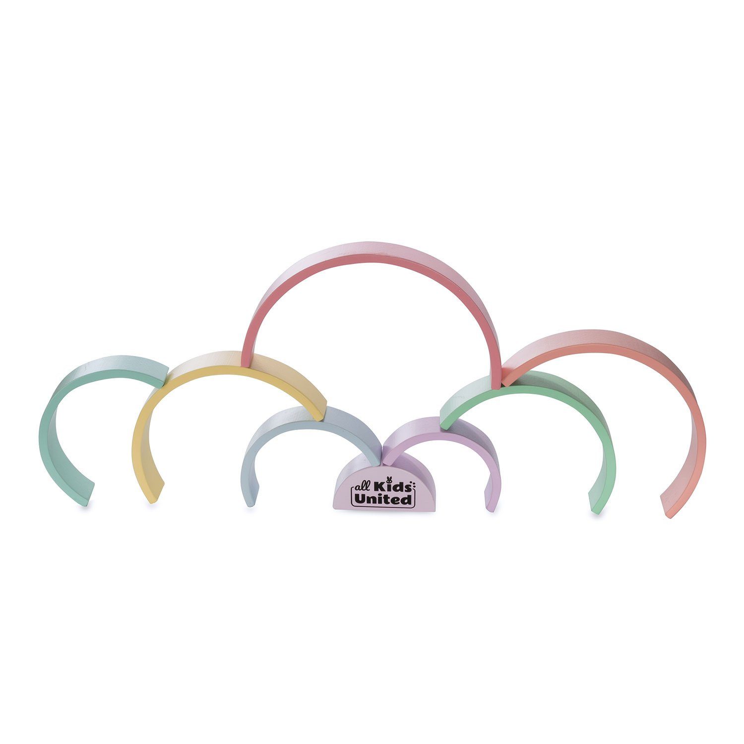 all Kids United Lernspielzeug Bunter Holz-Regenbogen (Steck-Spielzeug), Bogenbrücke aus Bausteinen