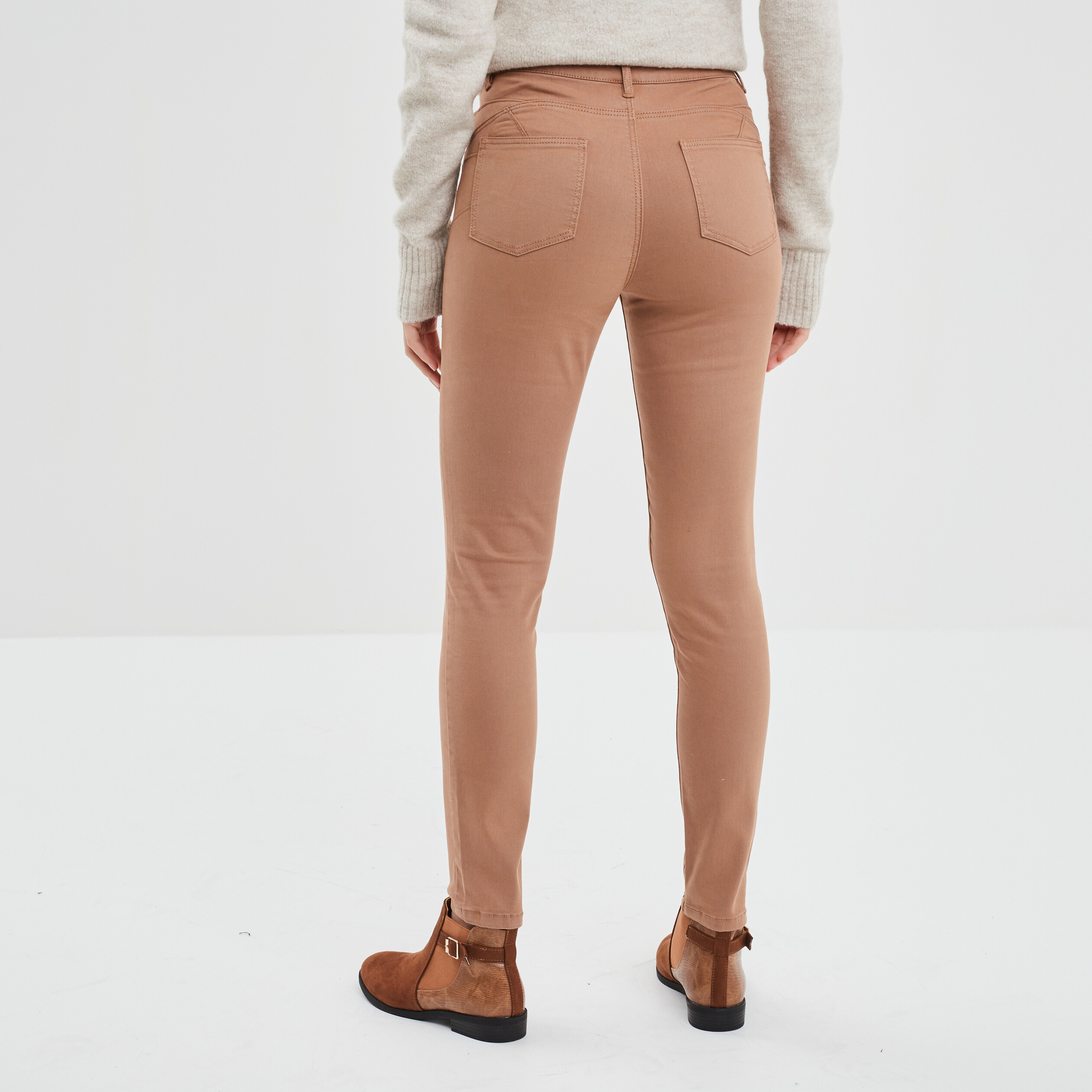 Jeans slim push up marron clair femme | La Halle