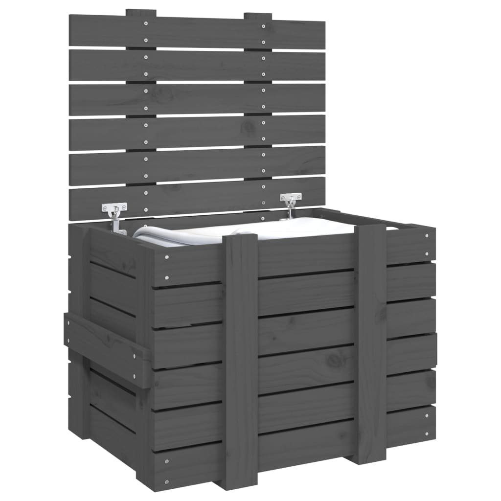 vidaXL Aufbewahrungsbox Truhe Grau 58x40,5x42 cm Massivholz Kiefer (1 St)