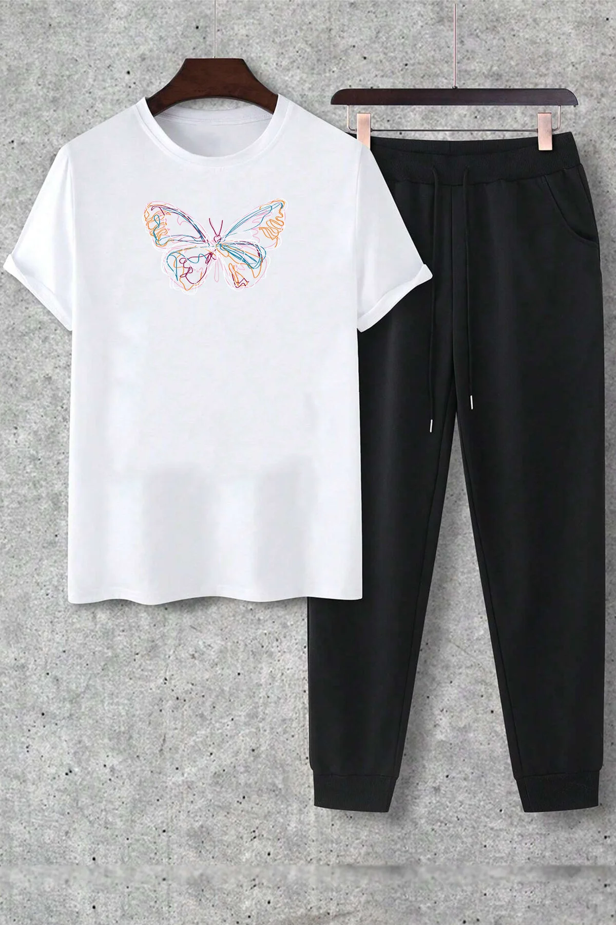 uyguntarz  Unisex-Schmetterlings-2-teiliges Trainingsanzug-Set