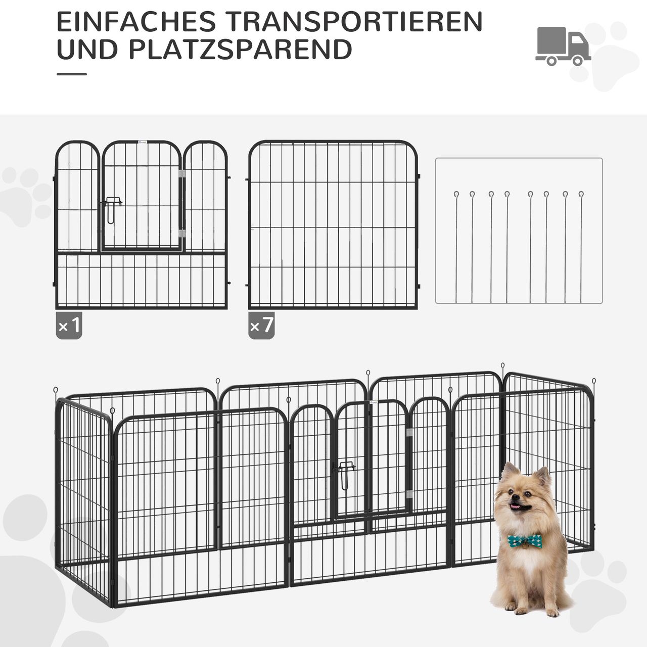 PawHut Welpenauslauf Laufstallr Laufgitter individuell gestaltbar Metall