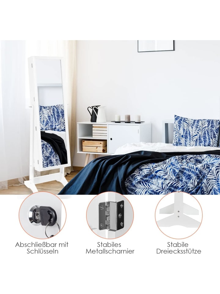 COSTWAY Standspiegel mit Schmuckschrank in Weiß günstig kaufen 41 cm