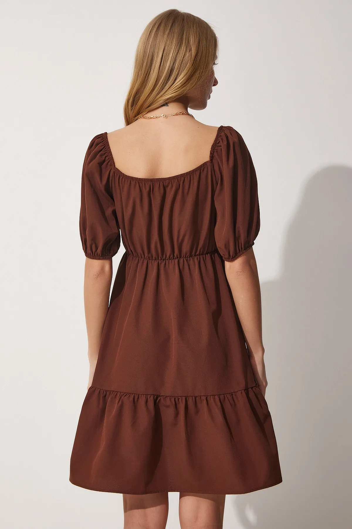 Happiness İstanbul  Ausgestelltes Popelinekleid mit gerafftem Kragen