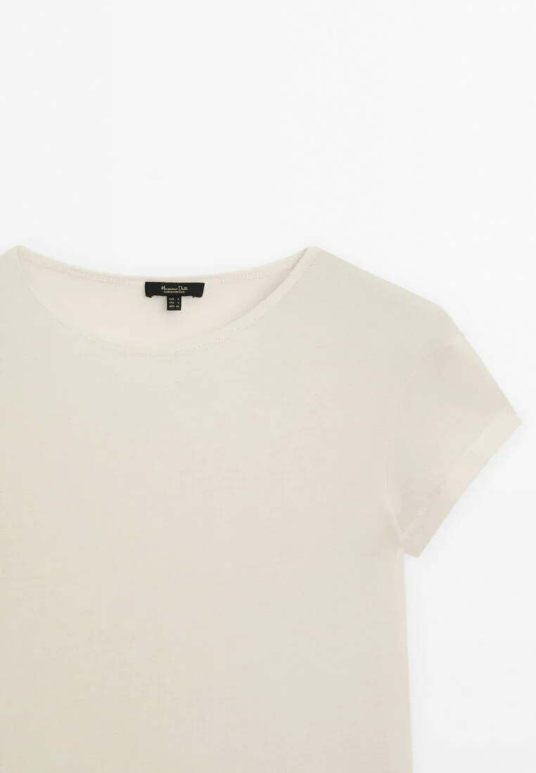 Massimo Dutti MANGA CORTA CON DETALLE - Camiseta básica
