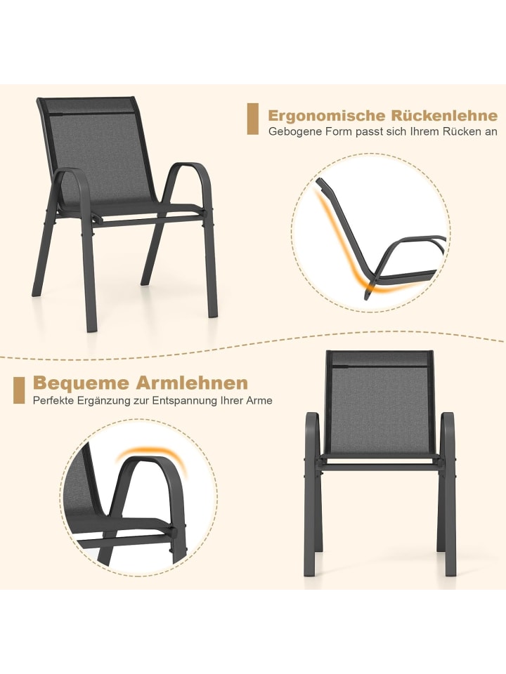 COSTWAY 4er Set Gartenstühle 56x70x84cm in Schwarz günstig kaufen onesize