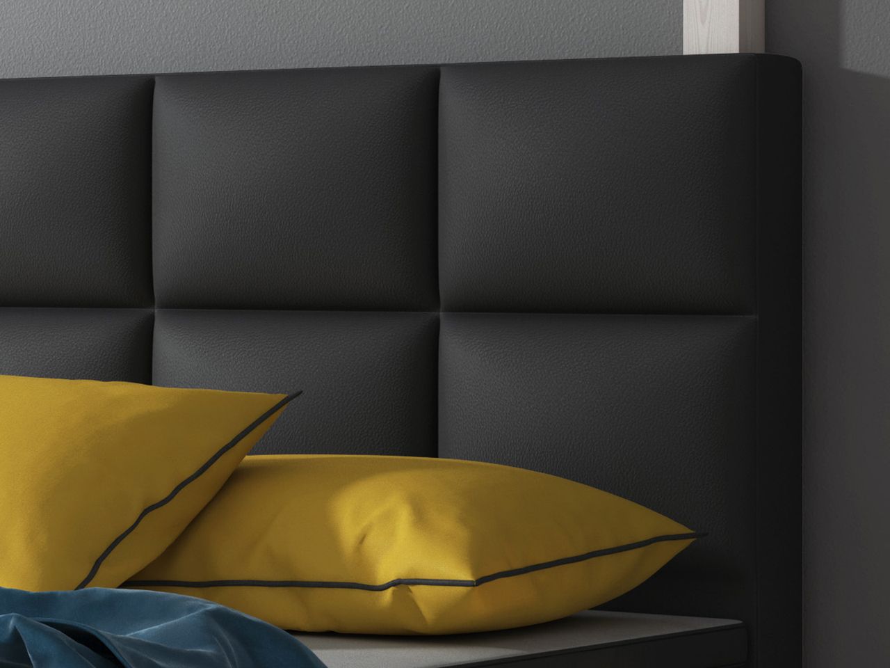 IHG Boxspringbett Miami 140x200 cm Kunstleder Schwarz