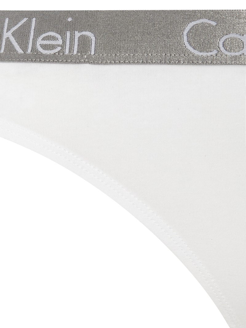 String mit Logo-Bund in Metallicoptik in weiß