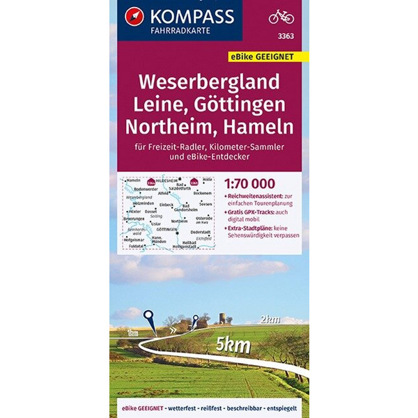 KOMPASS FAHRRADKARTE WESERBERGLAND - LEINE