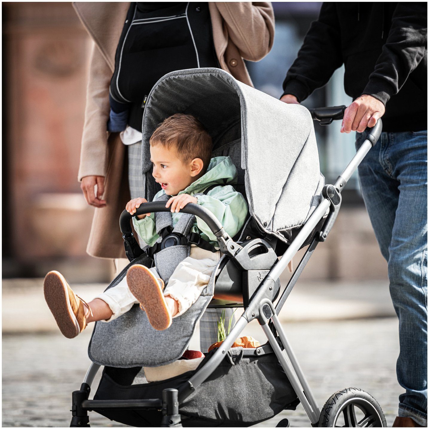 Hauck Kombi-Kinderwagen Vision X, black/beige, (3-tlg), mit Babywanne und Sportwagenaufsatz
