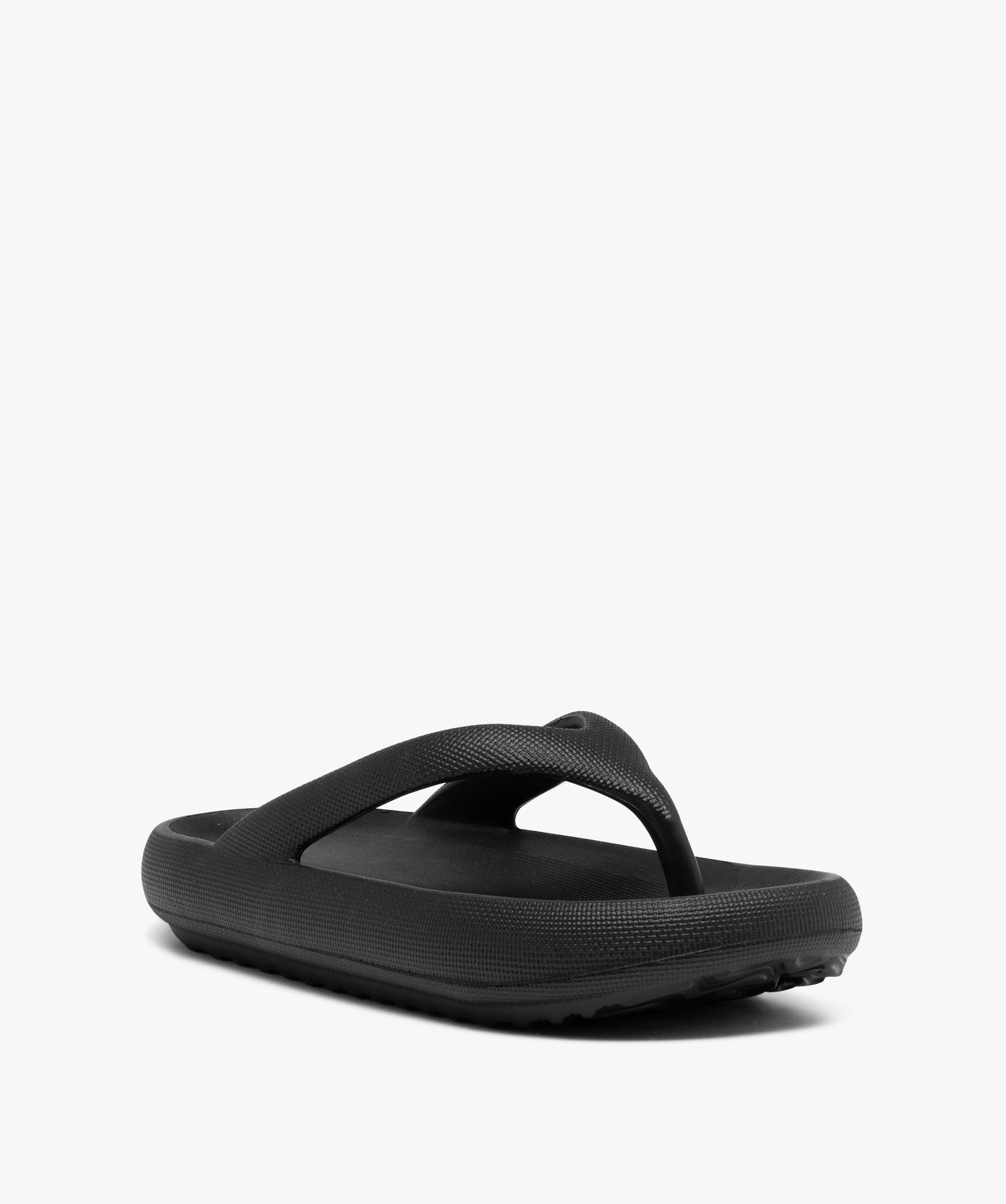 Tongs femme unies à semelle extra large noir | GEMO