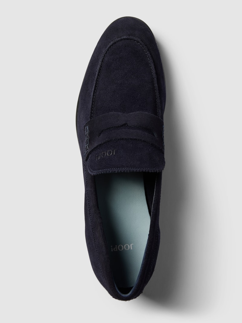 Penny-Loafer mit Label-Details in marineblau