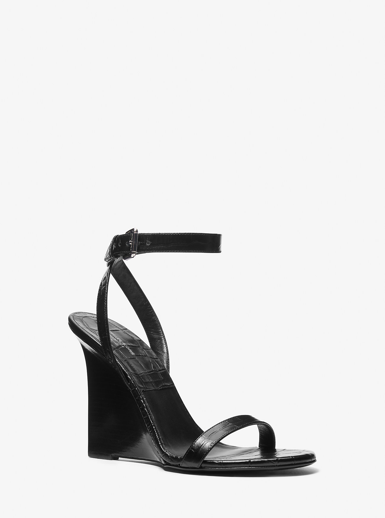 Claudia Crocodile Preget Skinnkile Sandal - SVART